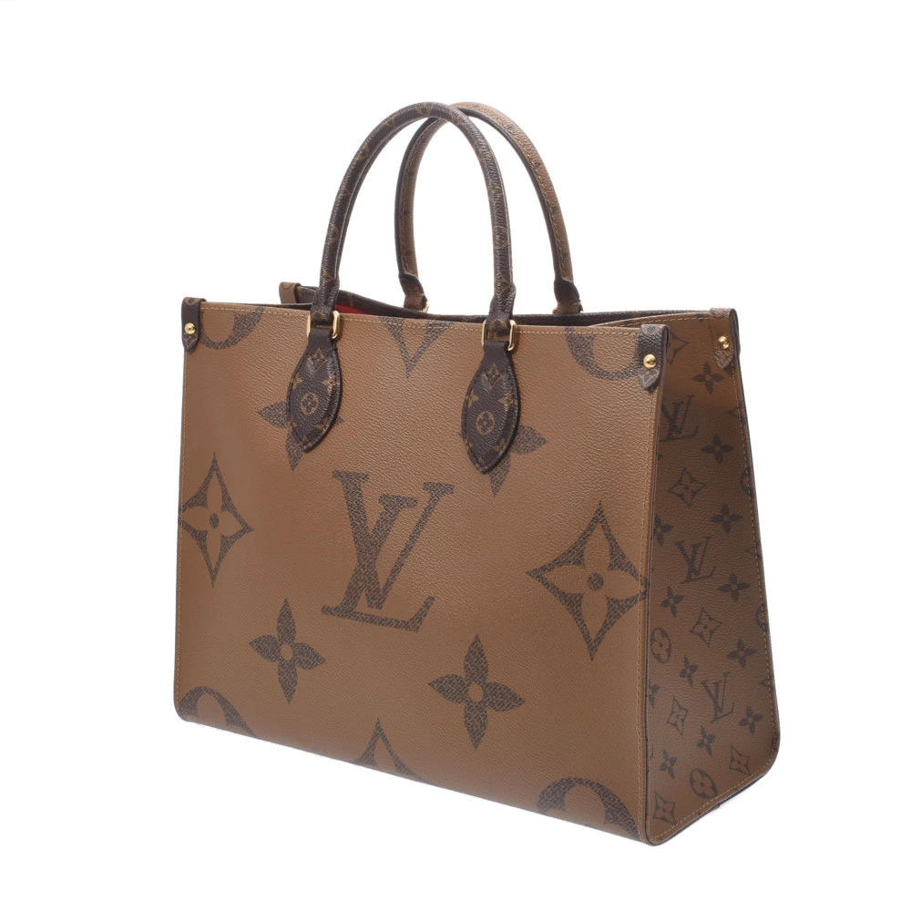 Louis Vuitton OnTheGo Monogram Bag Giant Canvas Reverse Brown Tote Brown